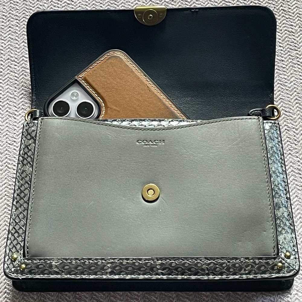 COACH Dreamer ColorBlock Snakeskin and Glovetanned Leather Convertible XBody - Picture 7 of 14
